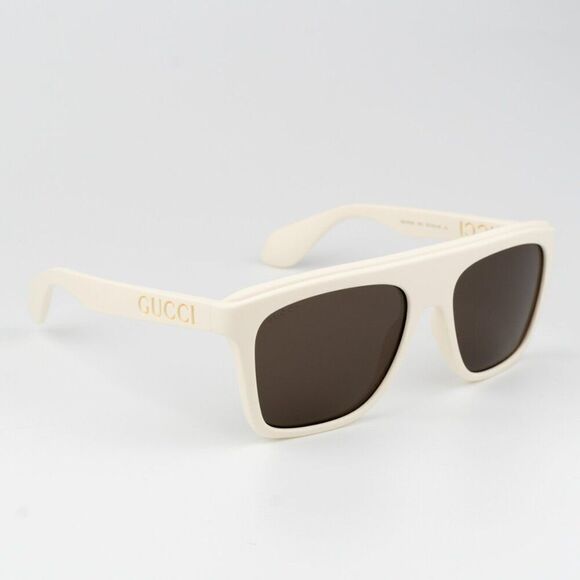 NEW Gucci GG1570S 003 Matte White Brown Unisex Pilot Sunglasses GG 1570S main image 4